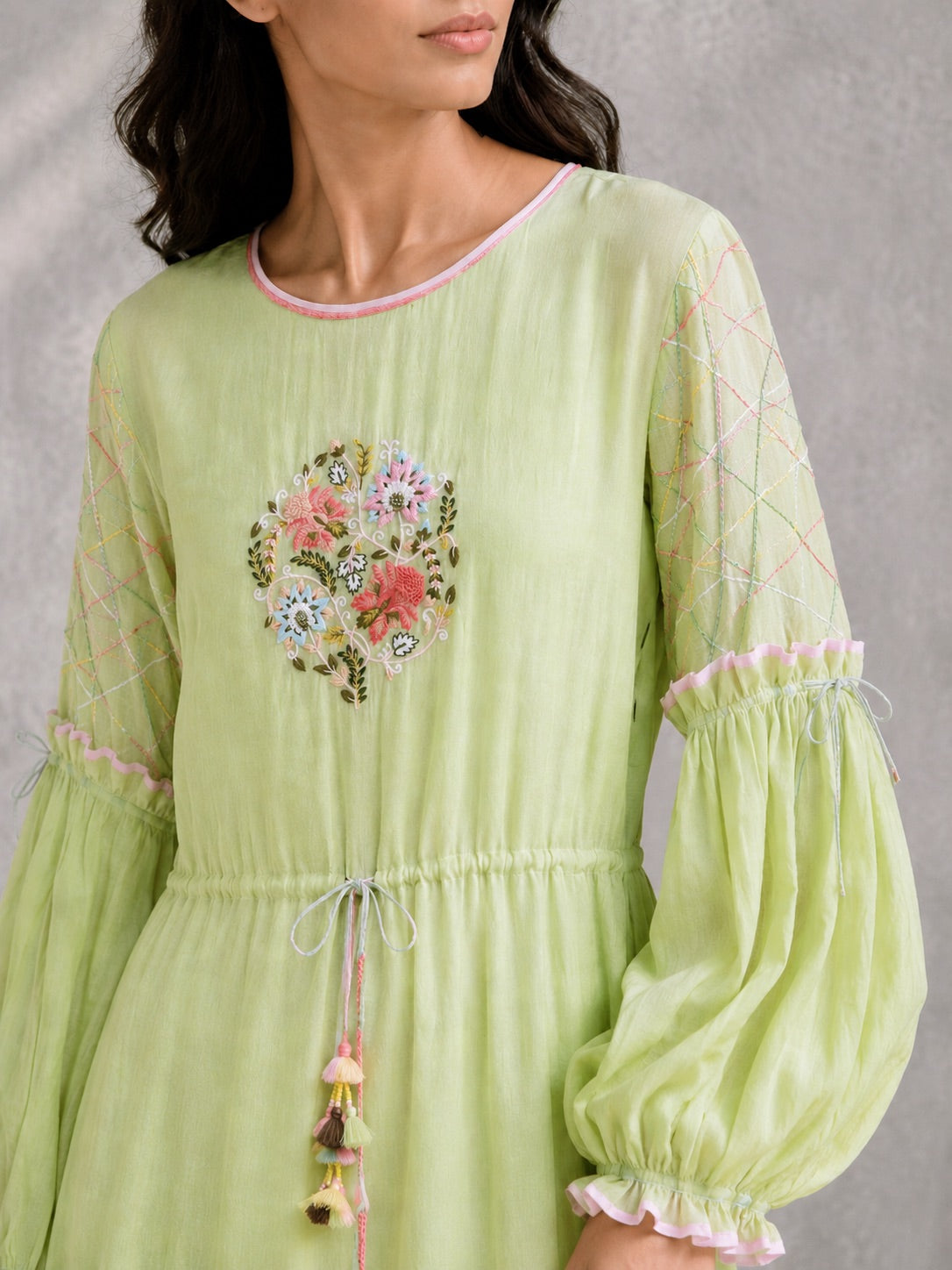 Pistachio Green Drawstring Dress