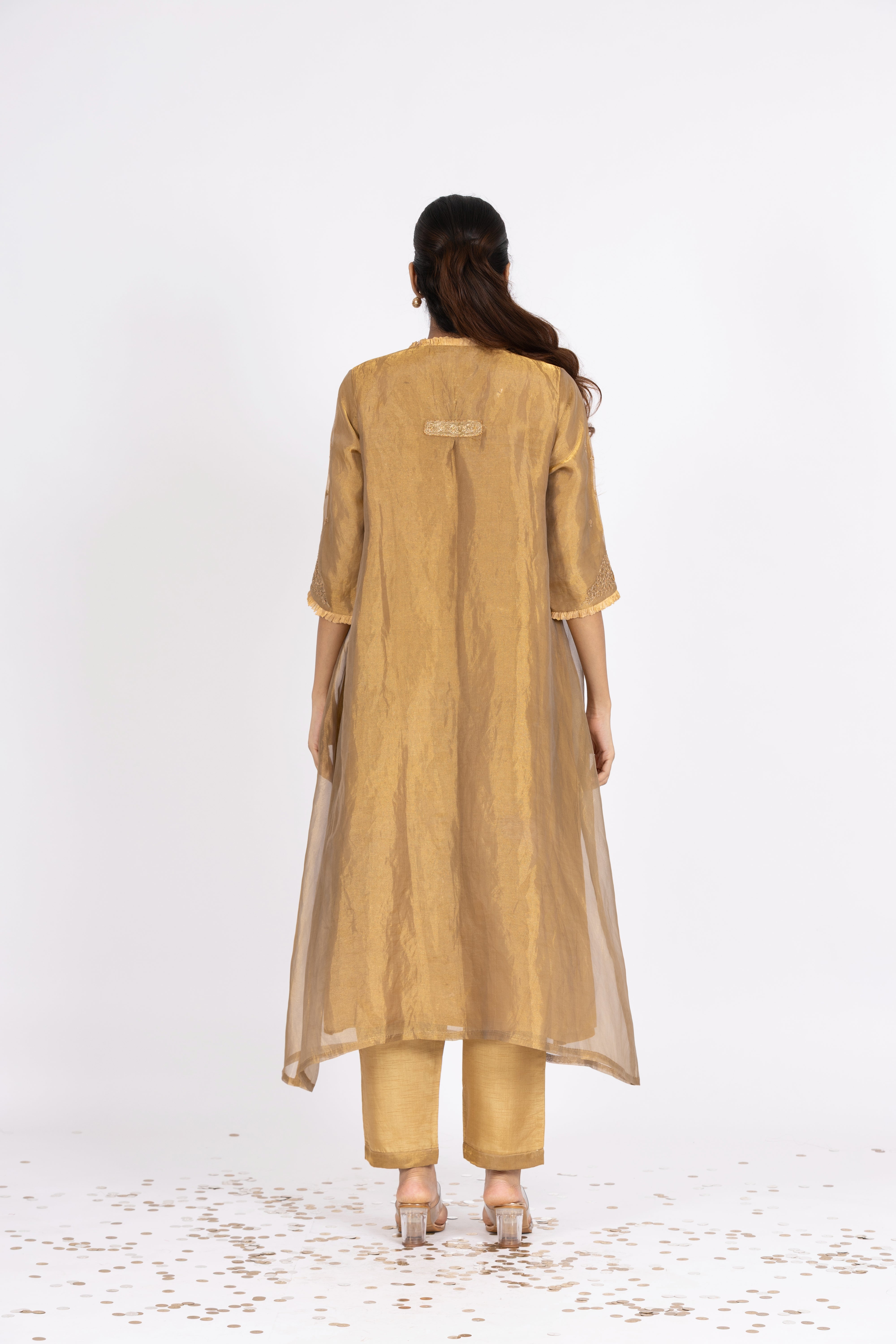 Golden Tissue - Gathered - Kurta Set