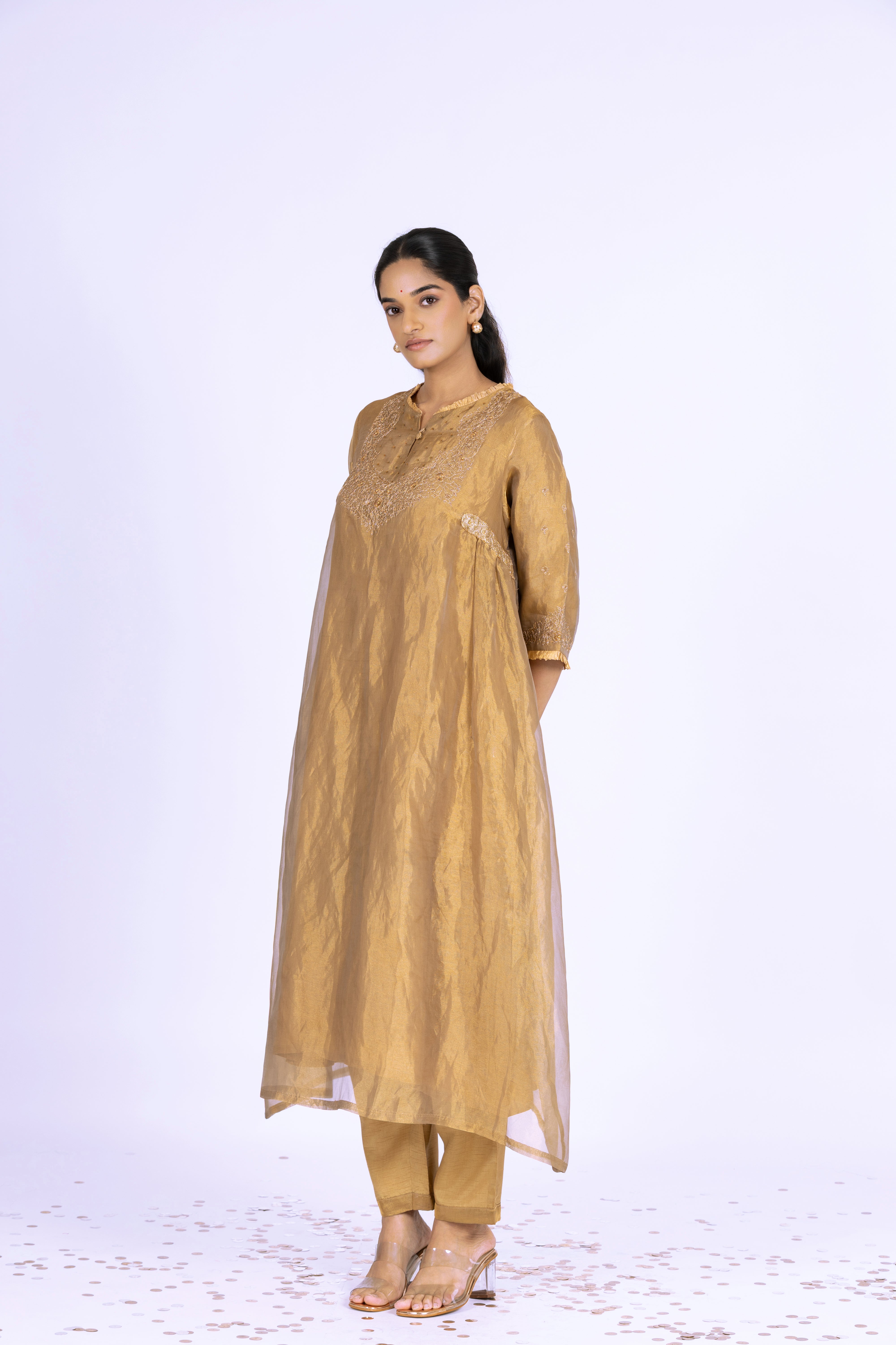 Golden Tissue - Gathered - Kurta Set