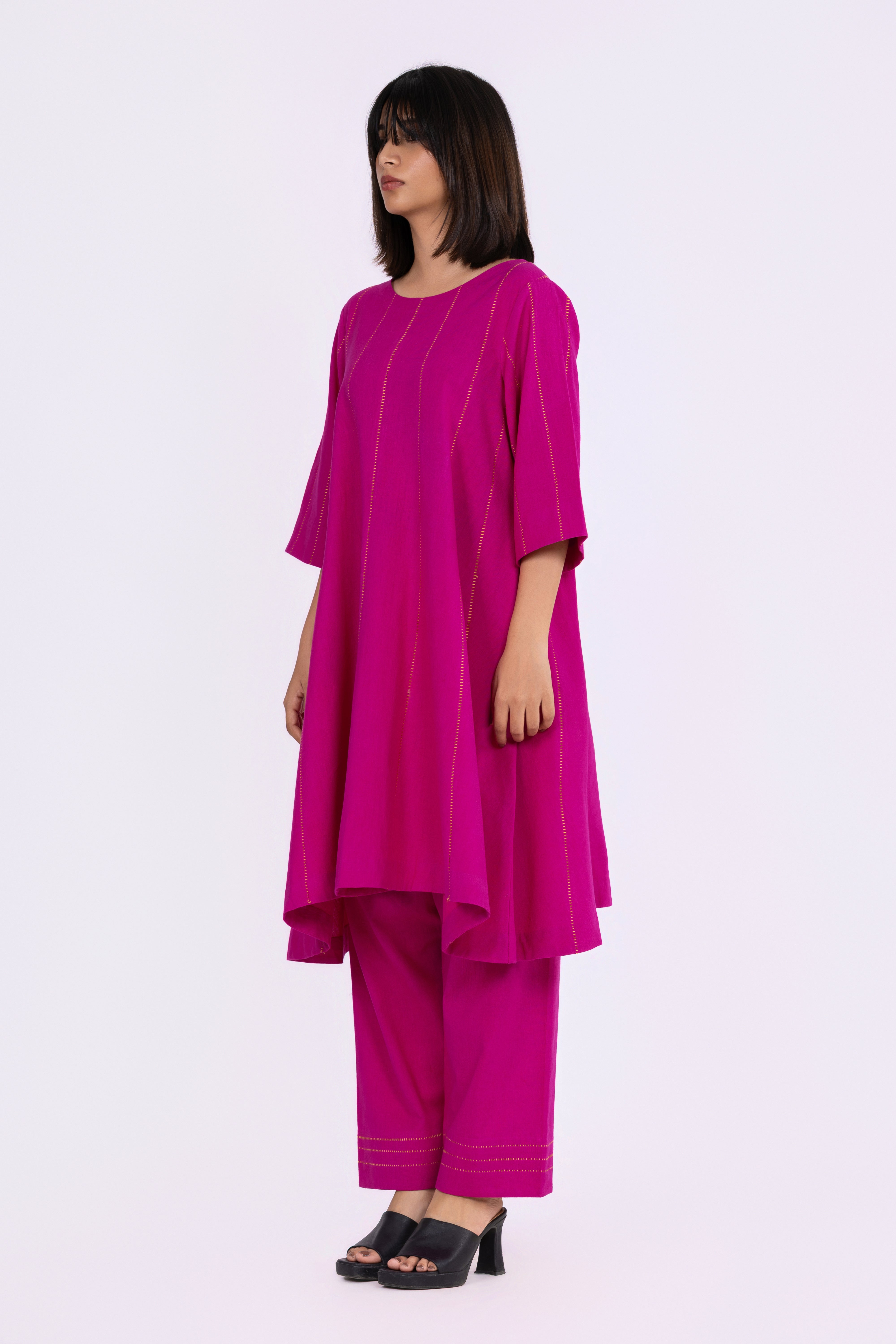 Fuchsia Tunic/Dress & Pants Set