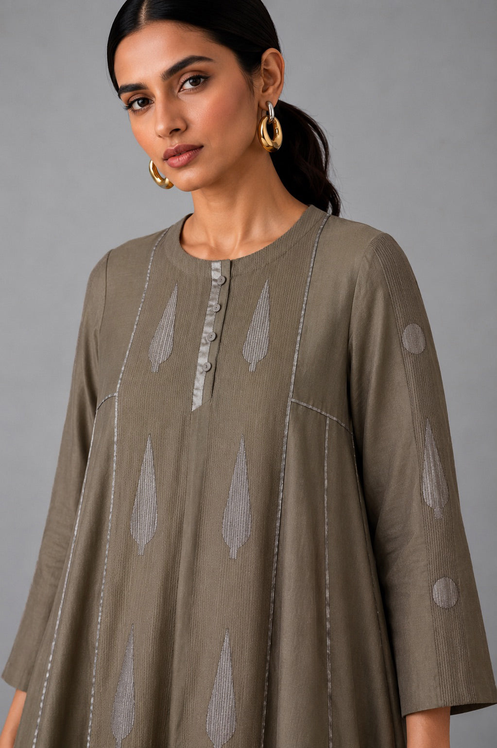 Kalidaar - Ekru Kurta Set