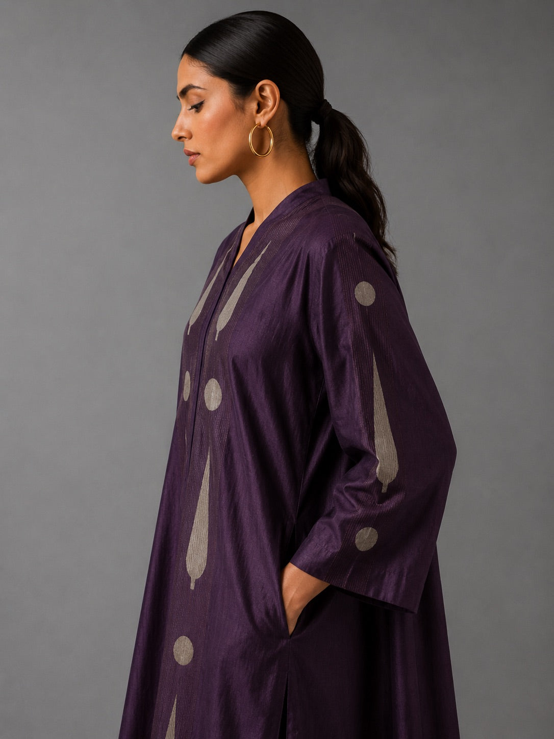 Placketed - Grape Grey Kurta Set