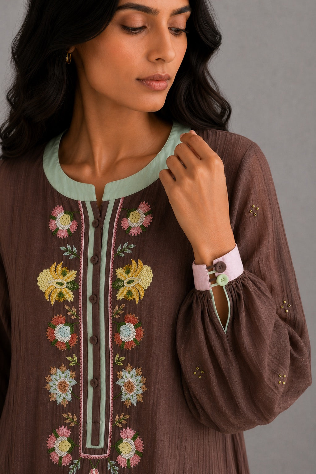 Mocha Brown Panelled Dress