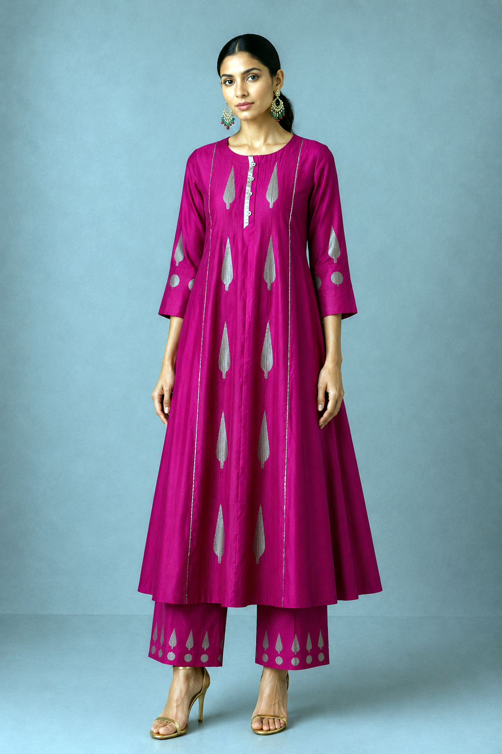 Kalidaar - Fuchsia Pink Kurta Set