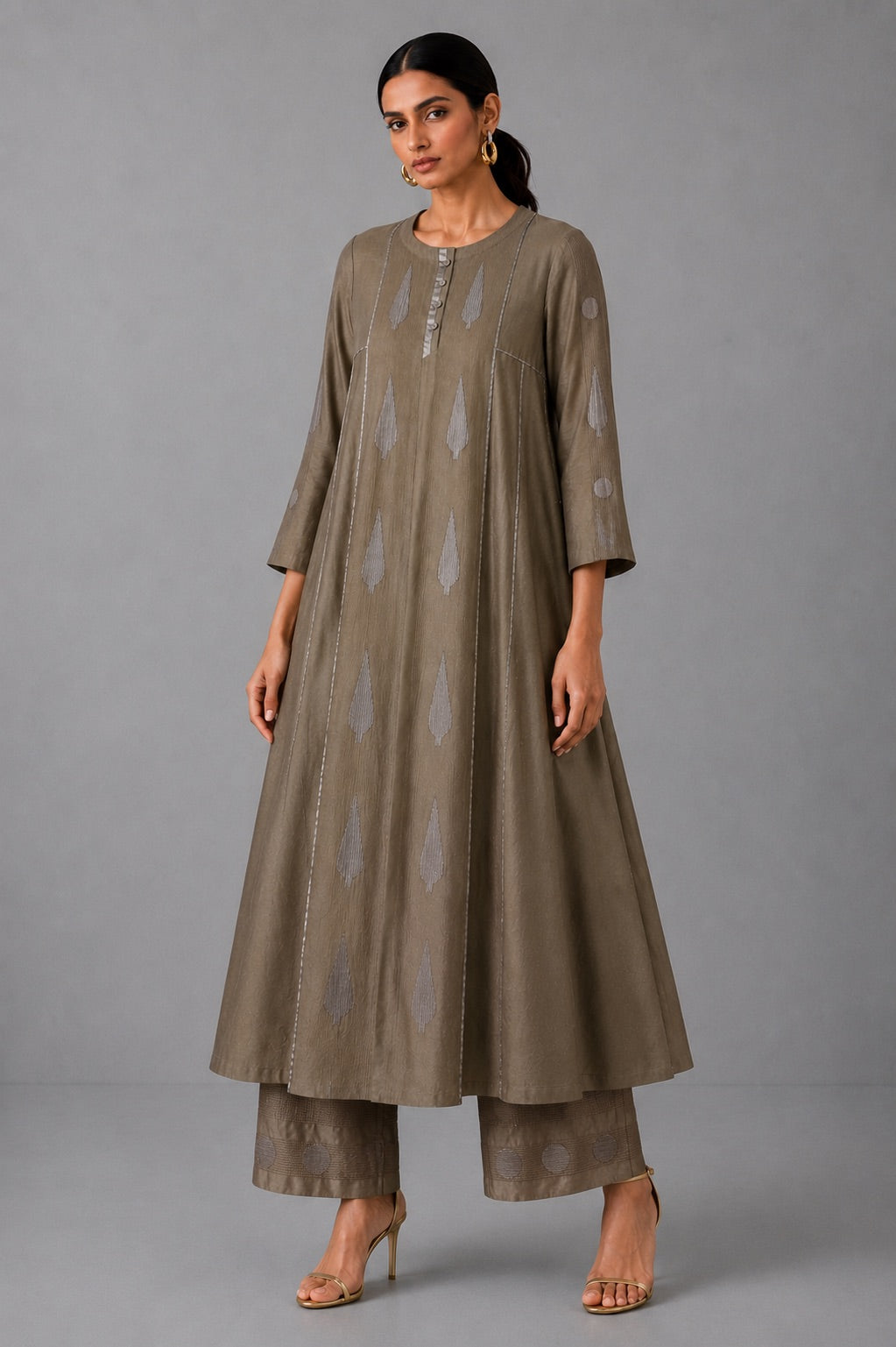 Kalidaar - Ekru Kurta Set