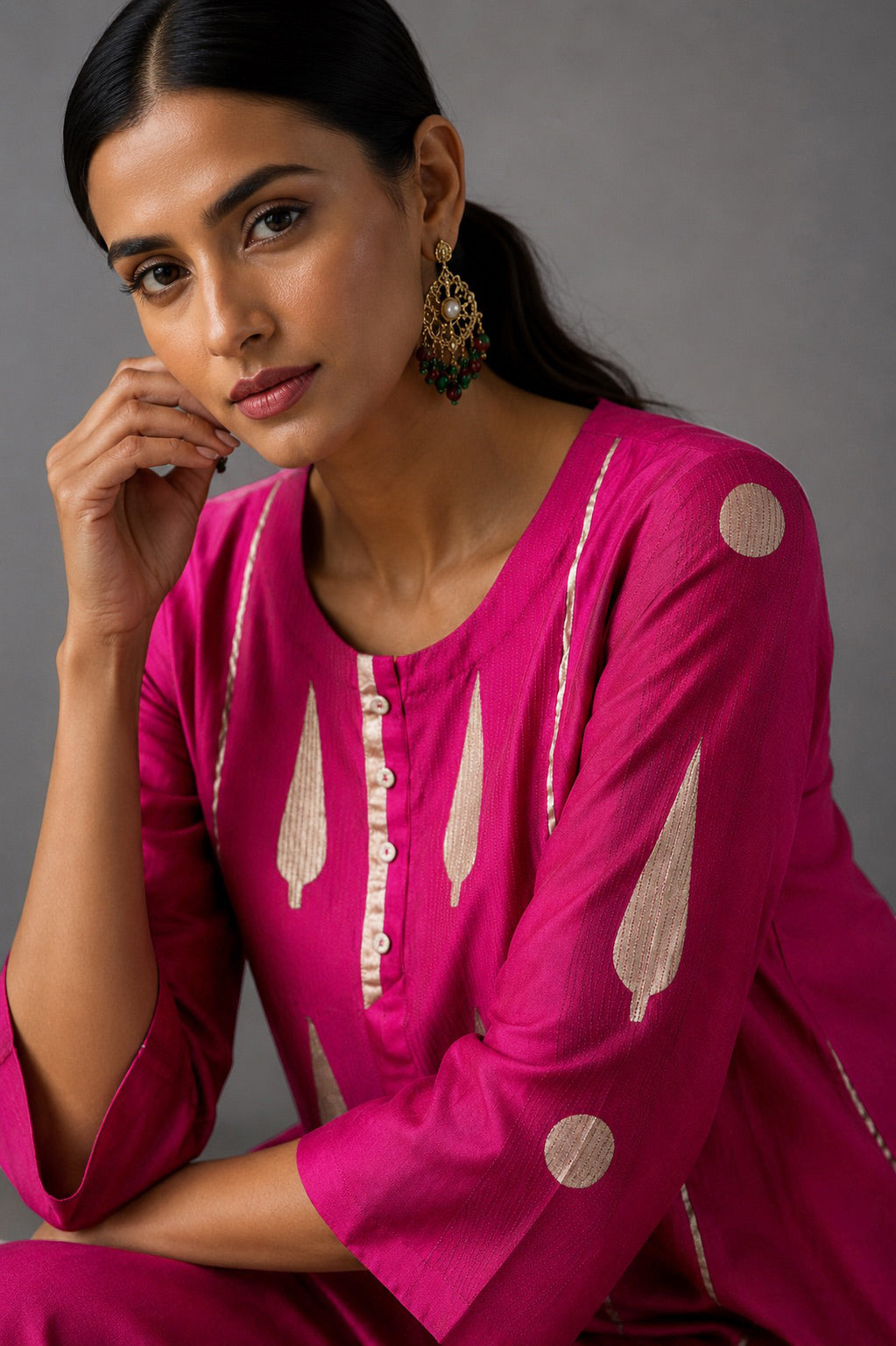 Kalidaar - Fuchsia Pink Kurta Set