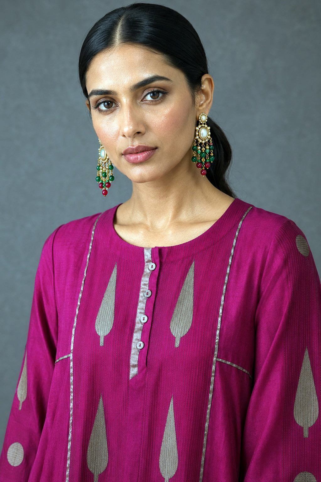 Kalidaar - Fuchsia Pink Kurta Set