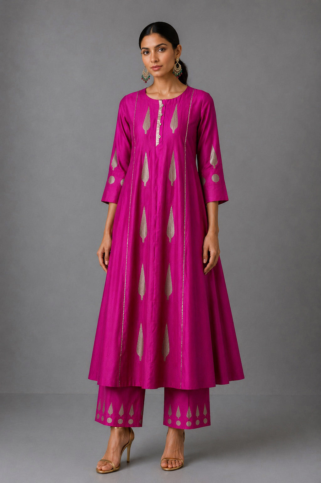Kalidaar - Fuchsia Pink Kurta Set