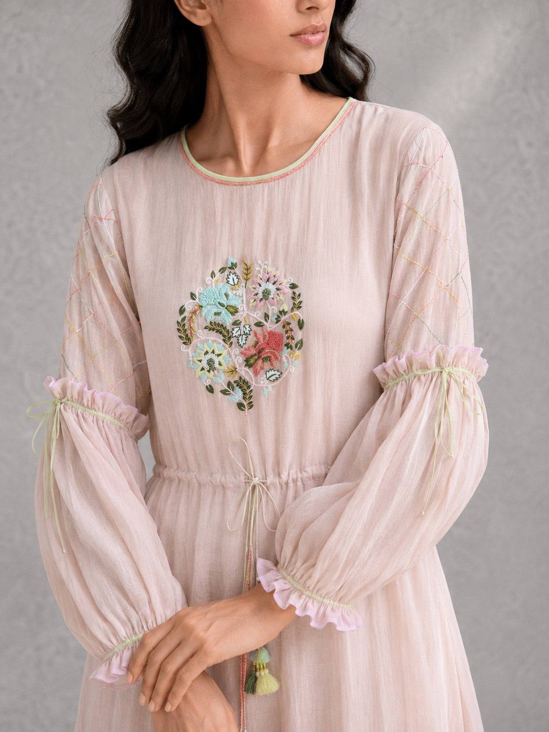 Peach Drawstring Dress