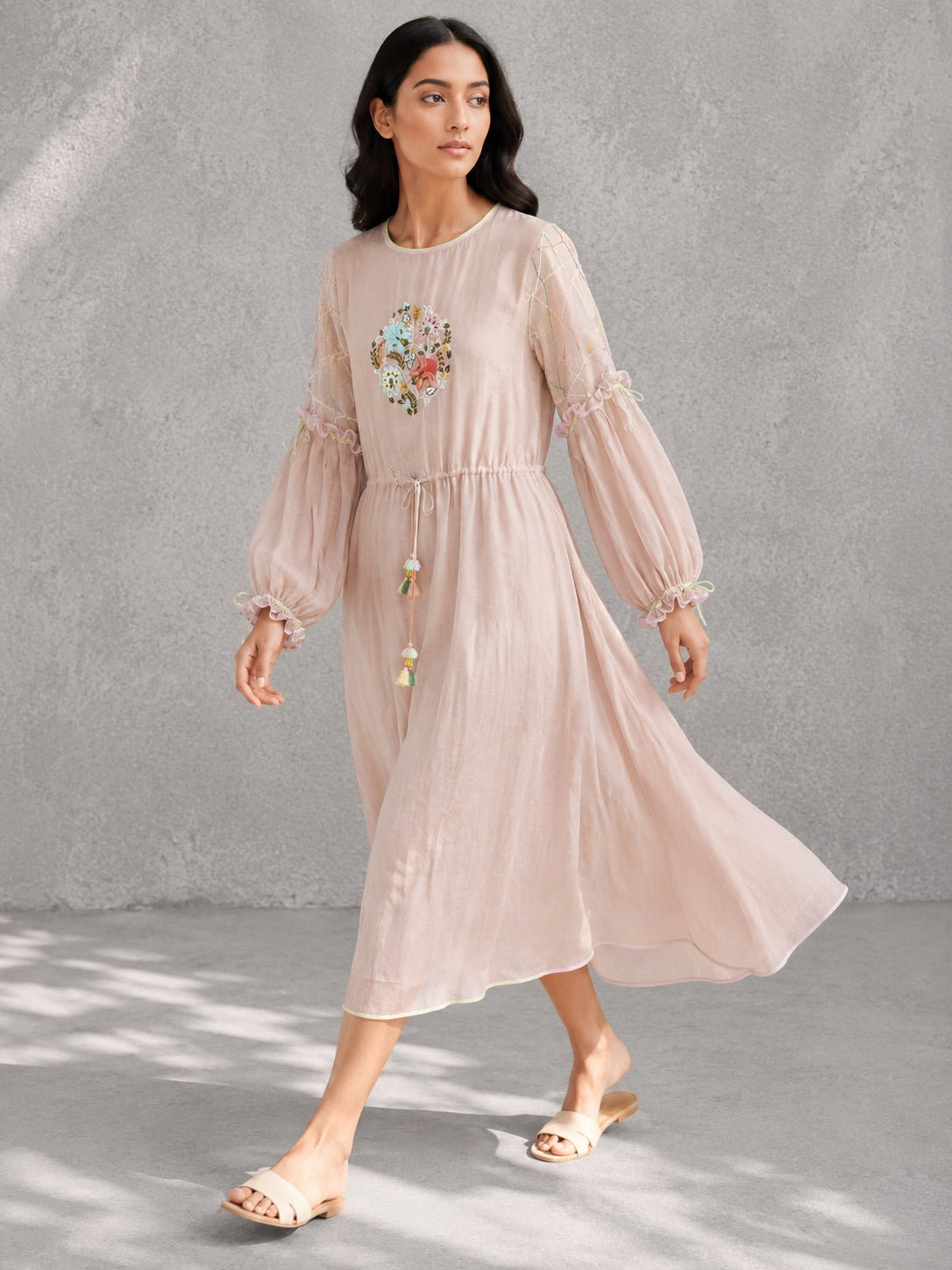 Peach Drawstring Dress