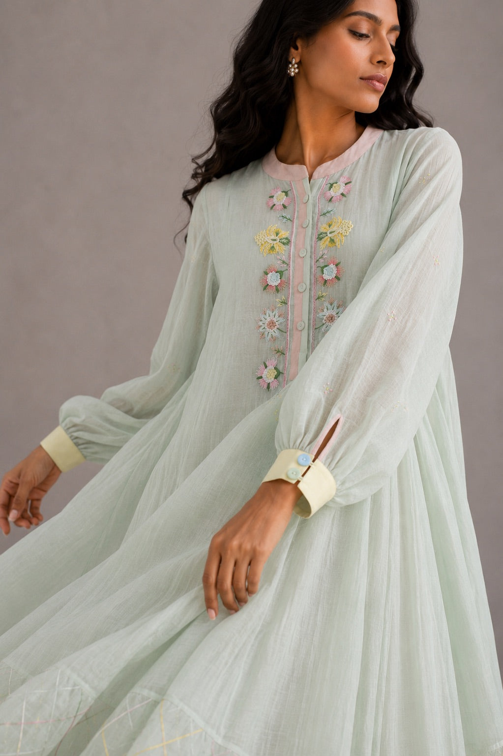 Pistachio Green Panelled Dress