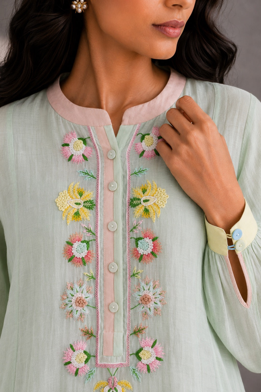 Pistachio Green Panelled Dress