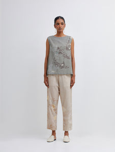 Foliage Olive Top and Beige Pant Set