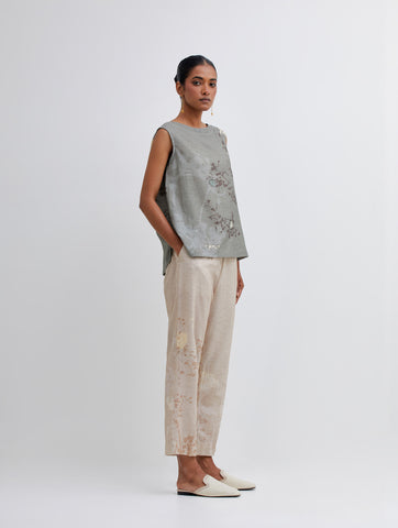 Foliage Olive Top and Beige Pant Set
