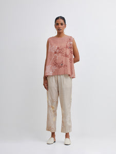 Foliage Terracotta Brown Top and Beige Pant Set