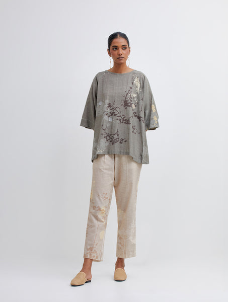 Foliage Olive Raglan Top and Beige Pant Set