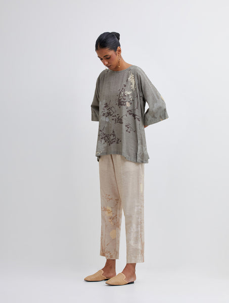 Foliage Olive Raglan Top and Beige Pant Set