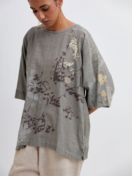 Foliage Olive Raglan Top and Beige Pant Set