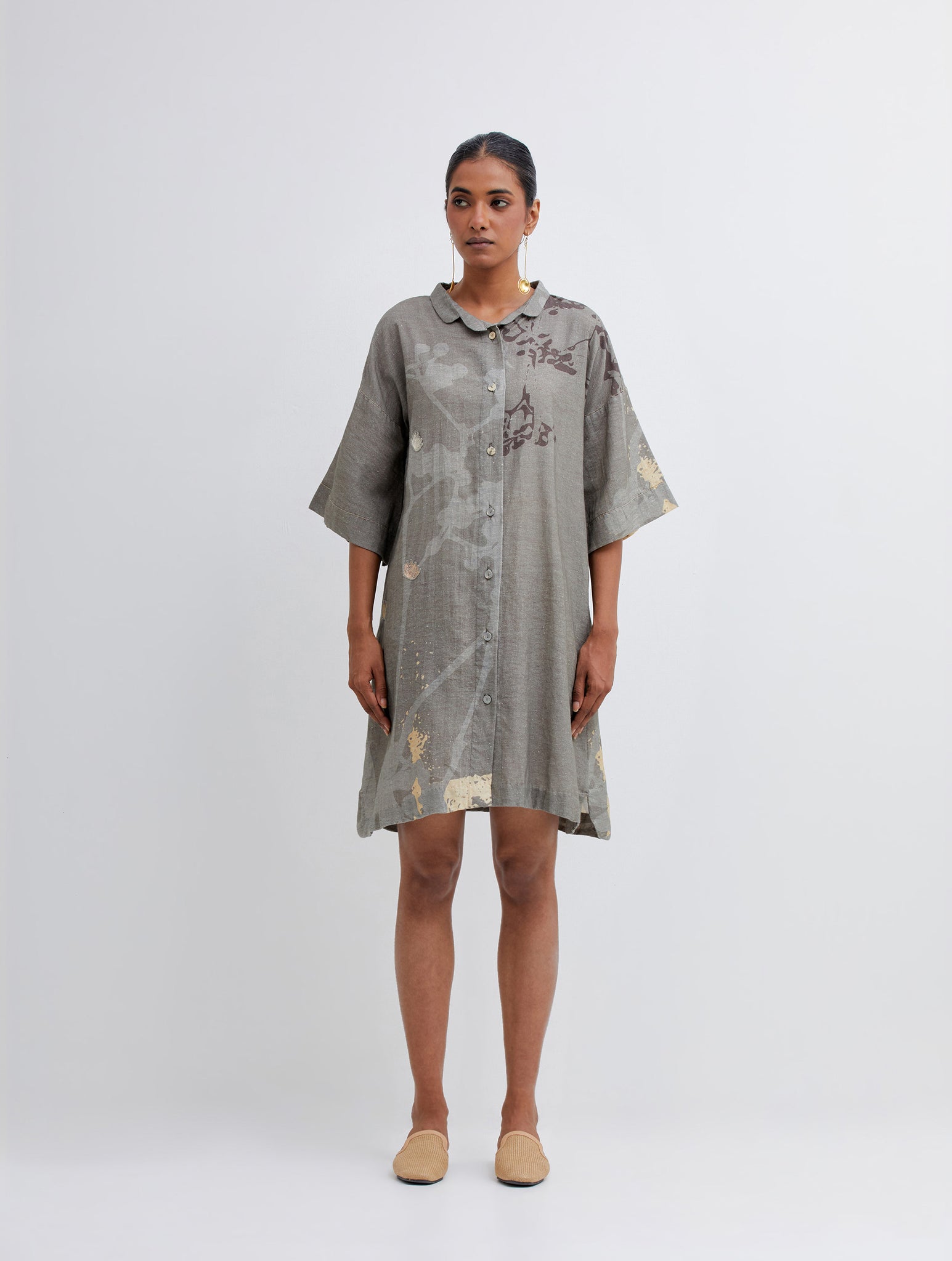 Foliage Olive Shirt Dress