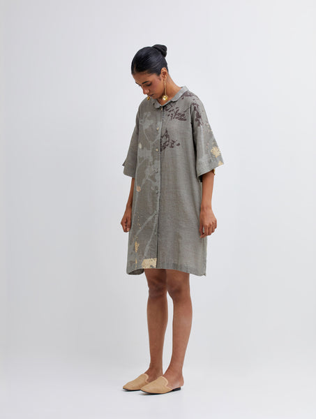 Foliage Olive Shirt Dress