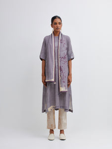 Foliage Purple Kurta , Beige Pant and stole set