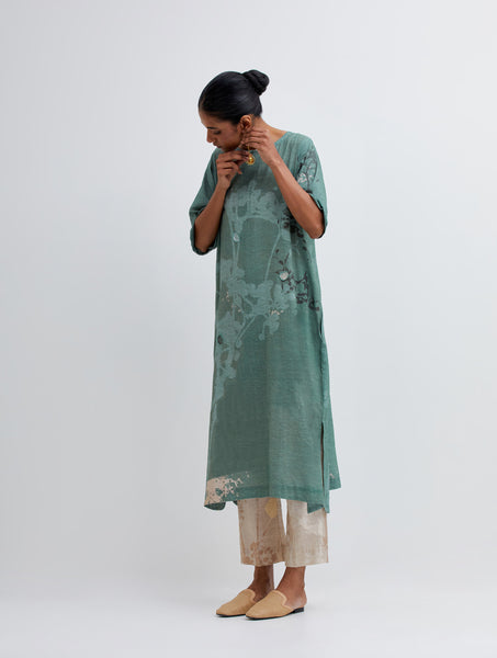 Foliage Green Kurta , Beige Pant and stole set