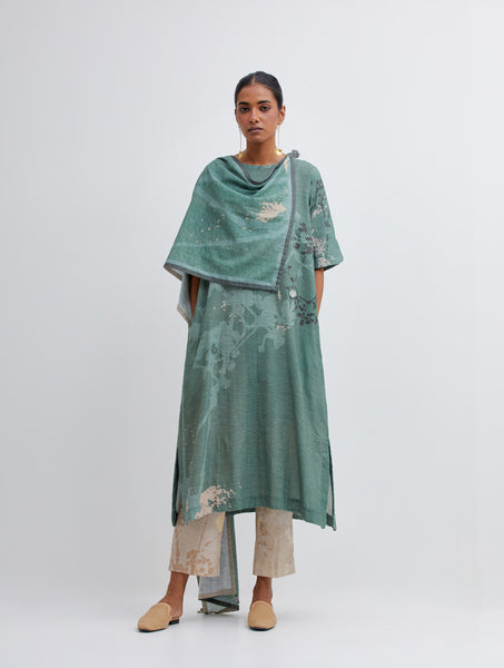 Foliage Green Kurta , Beige Pant and stole set