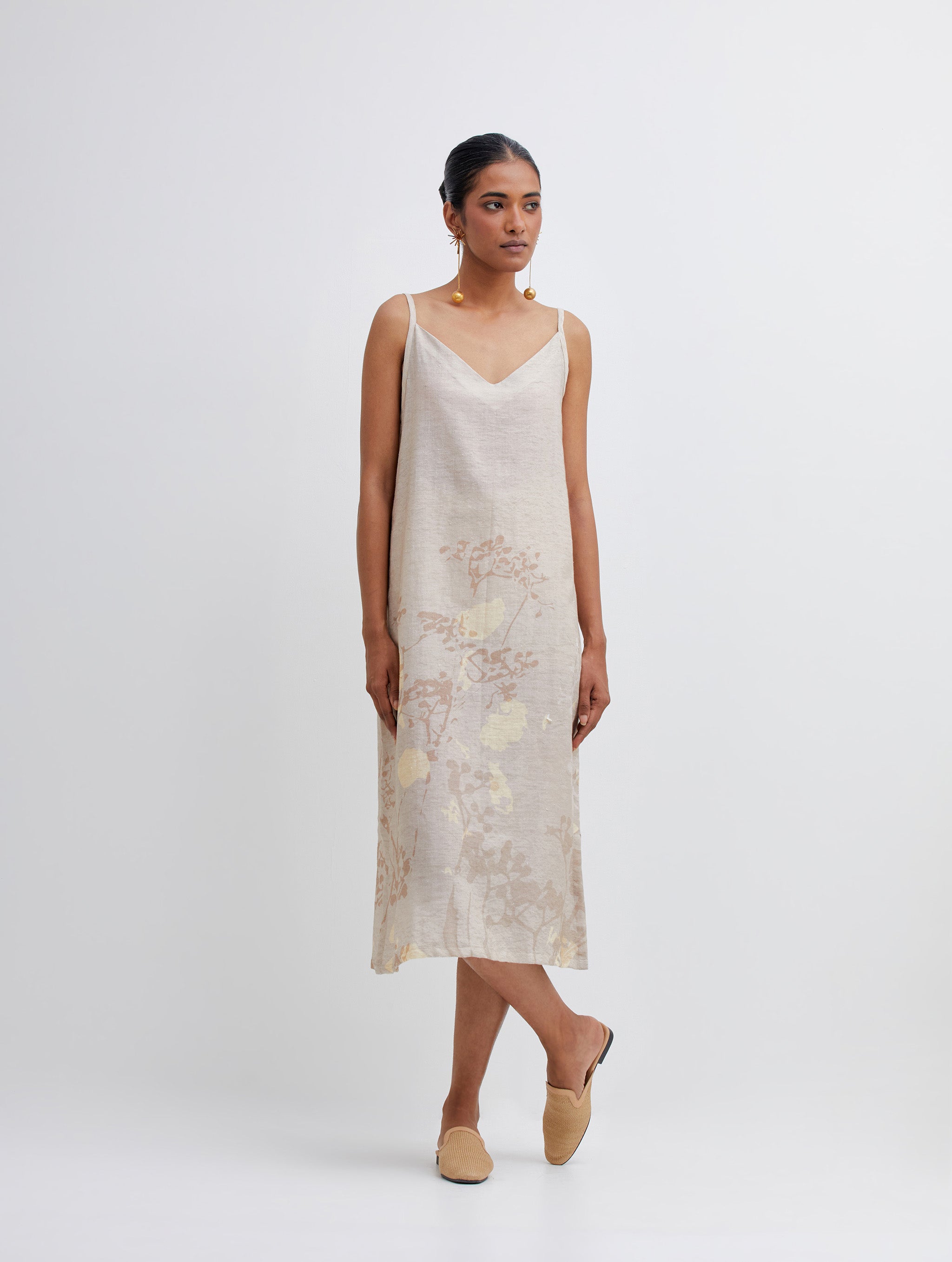 Foliage Beige Camisole Dress