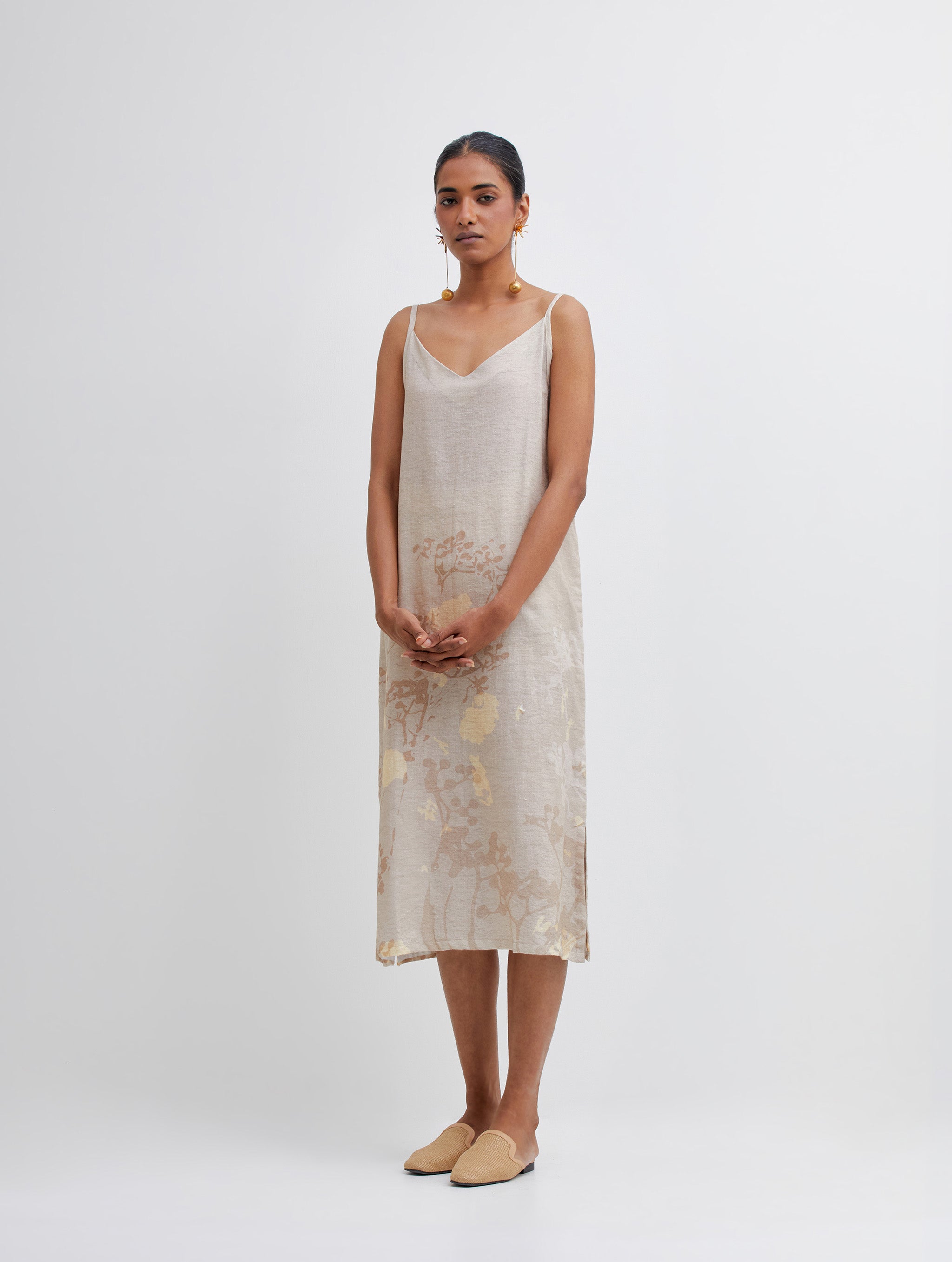 Foliage Beige Camisole Dress