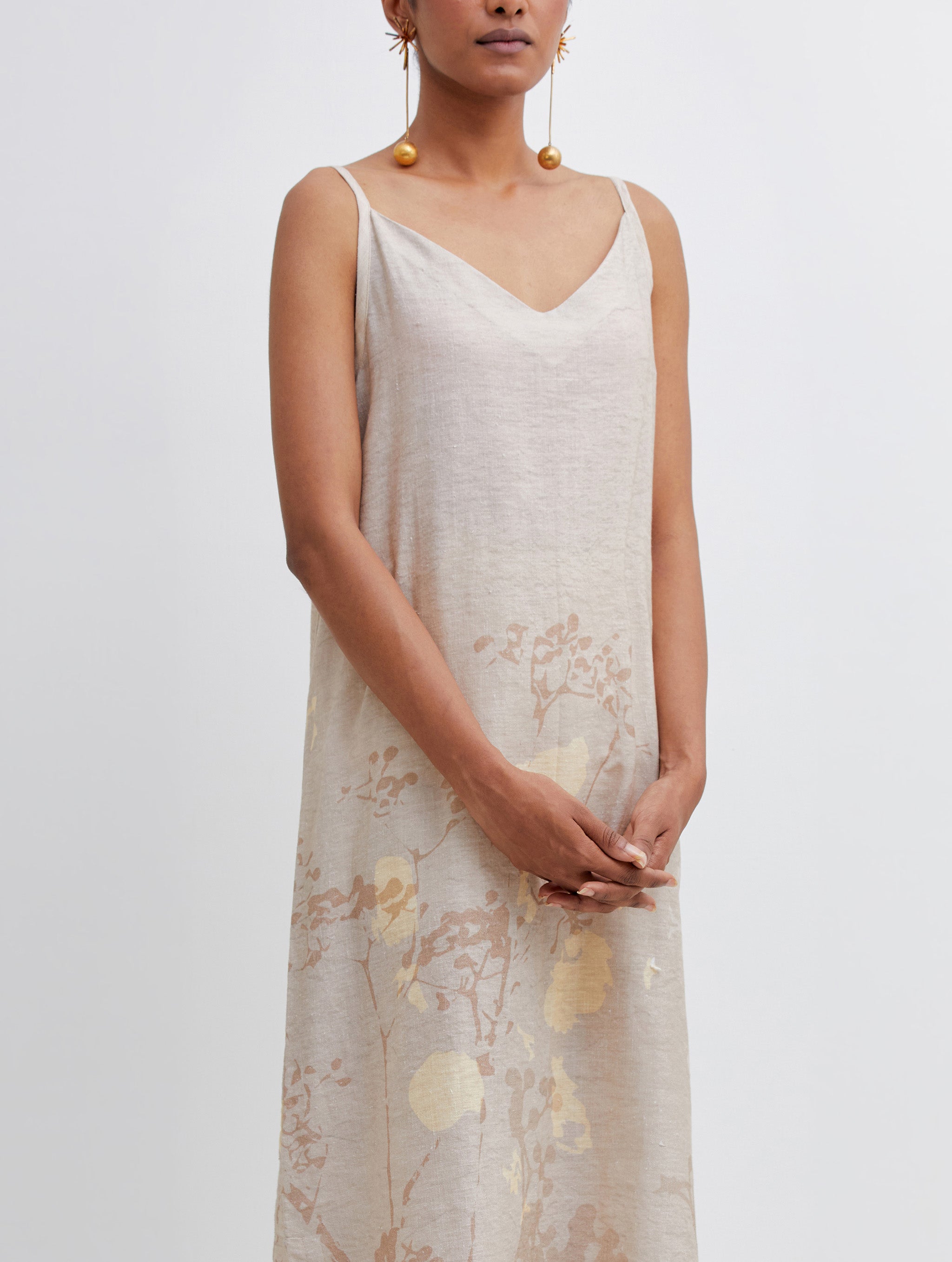 Foliage Beige Camisole Dress