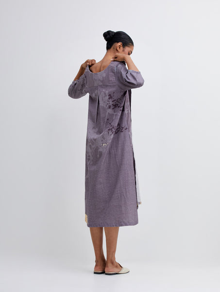 Foliage Purple Jacket with Beige Camisole Dress