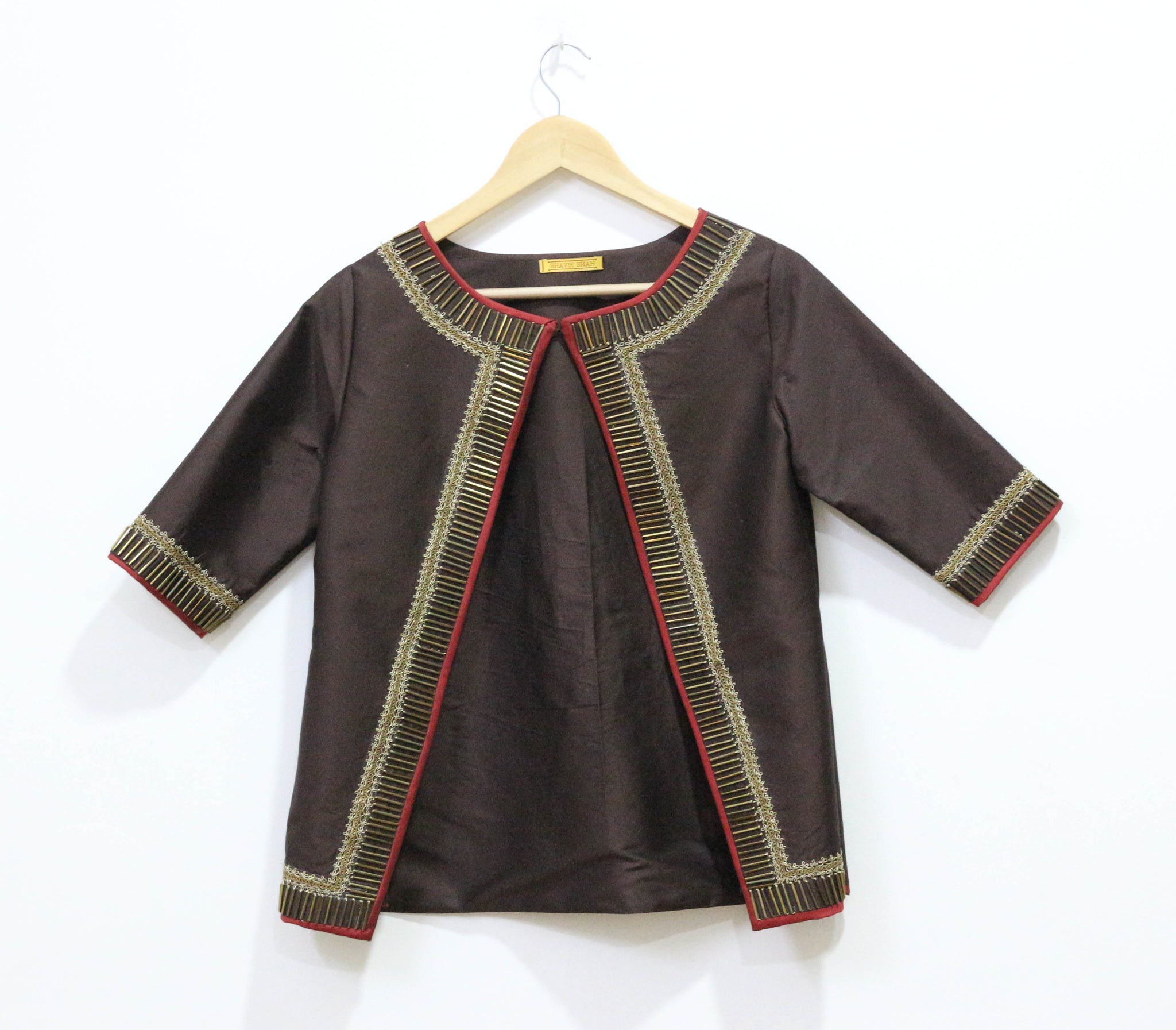 Hand Embroidered Chocolate Brown Jacket
