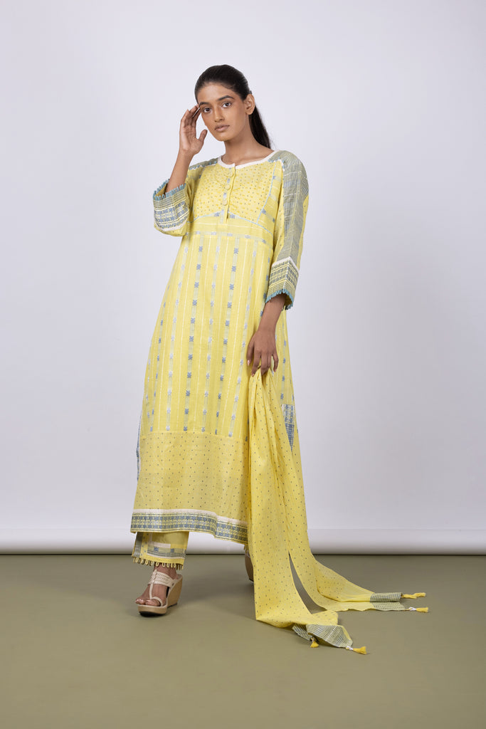 Peach Chanderi Silk Suit Set – Shalini Narang