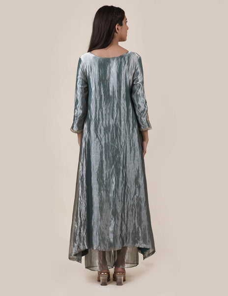 Blue Tissue  - A-line Kurta Set