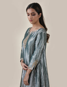 Blue Tissue  - A-line Kurta Set