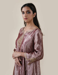 Light Brown Tissue  - A-line Kurta Set