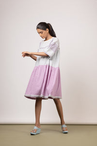 Blush Grey/Lilac Breeze Short Tier Dress