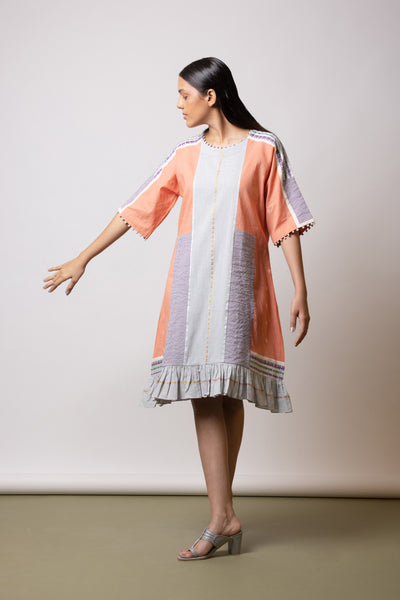 Peach/Blush Grey Short Dress - Mélange