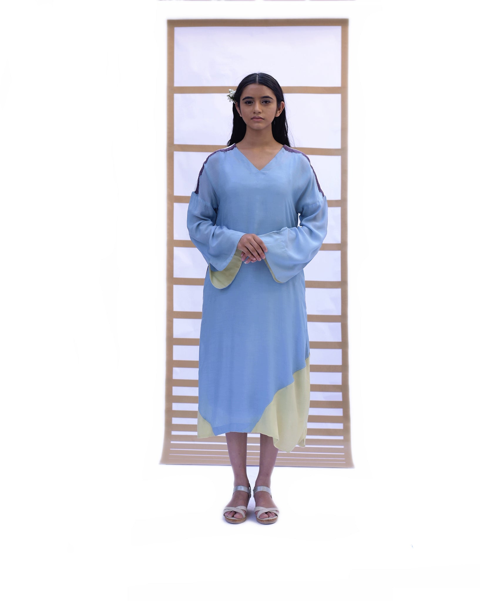 Fringed Long Dress - Sky Blue