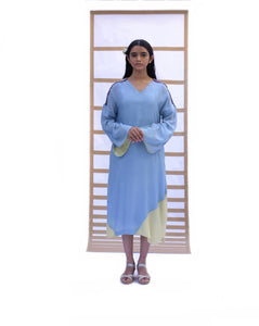Fringed Long Dress - Sky Blue