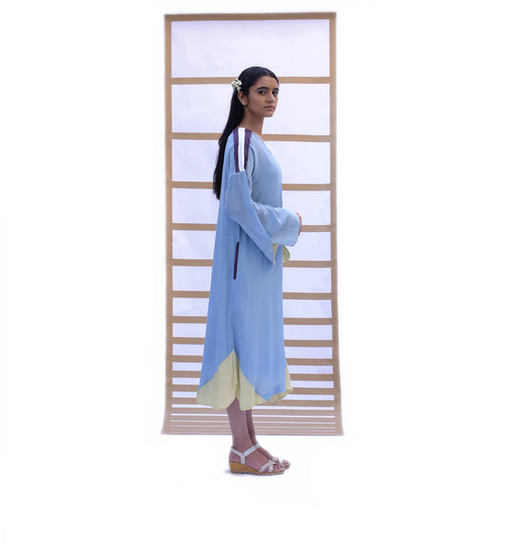 Fringed Long Dress - Sky Blue