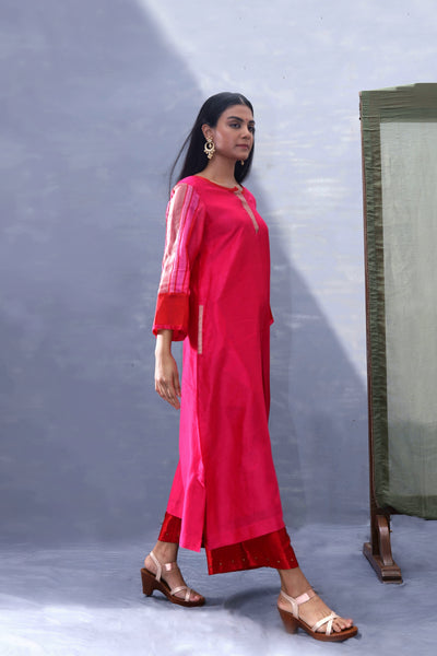 Ruby Pink Tvaksati Festive Kurta Set