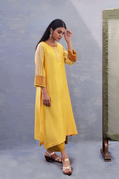 Saffire Yellow Tvaksati Festive Kurta Set