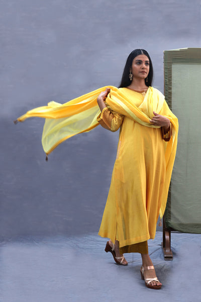 Saffire Yellow Tvaksati Festive Kurta Set