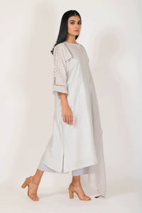 Pearl Grey Tvaksati Panelled Kurta Set