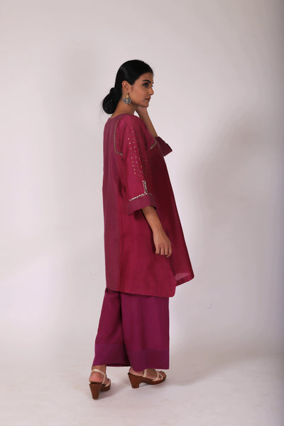 Mulberry Pink Tvaksati Panelled Tunic Set