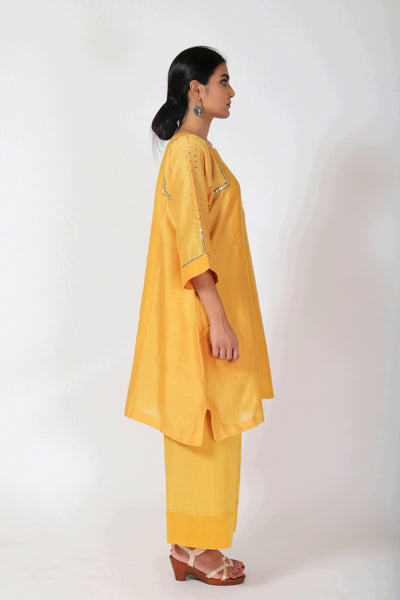Blazing Yellow Tvaksati Panelled Tunic Set