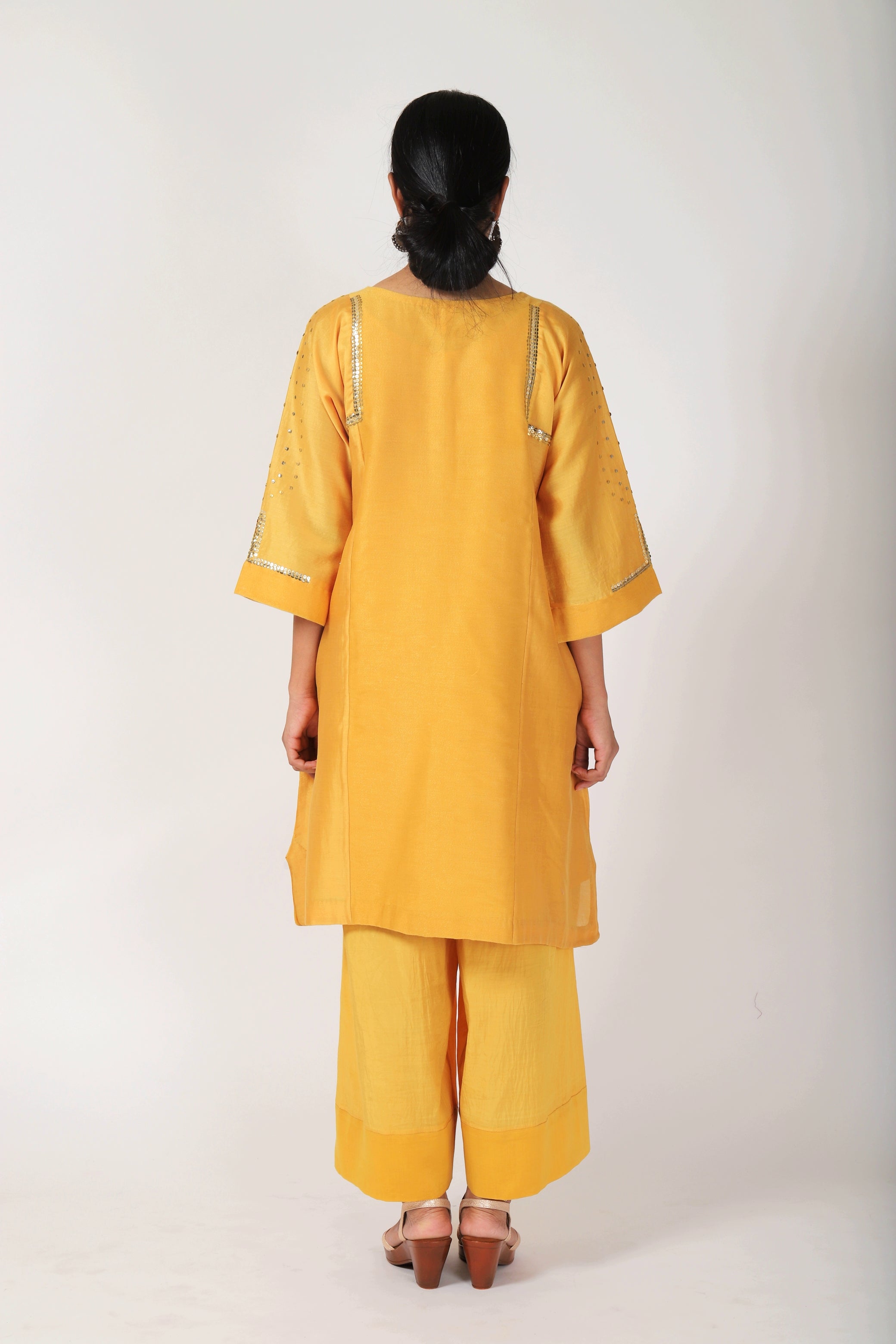 Blazing Yellow Tvaksati Panelled Tunic Set