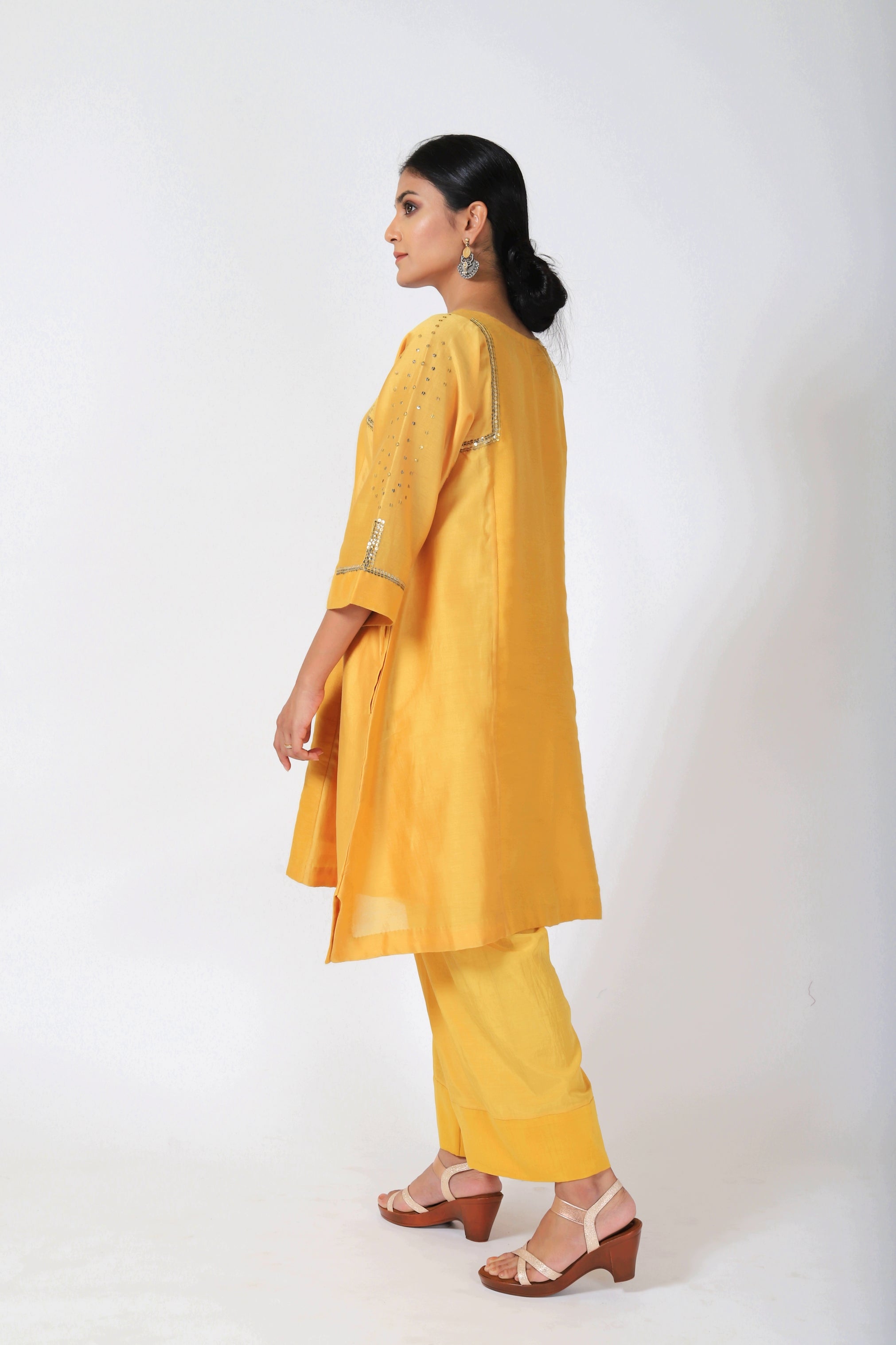 Blazing Yellow Tvaksati Panelled Tunic Set