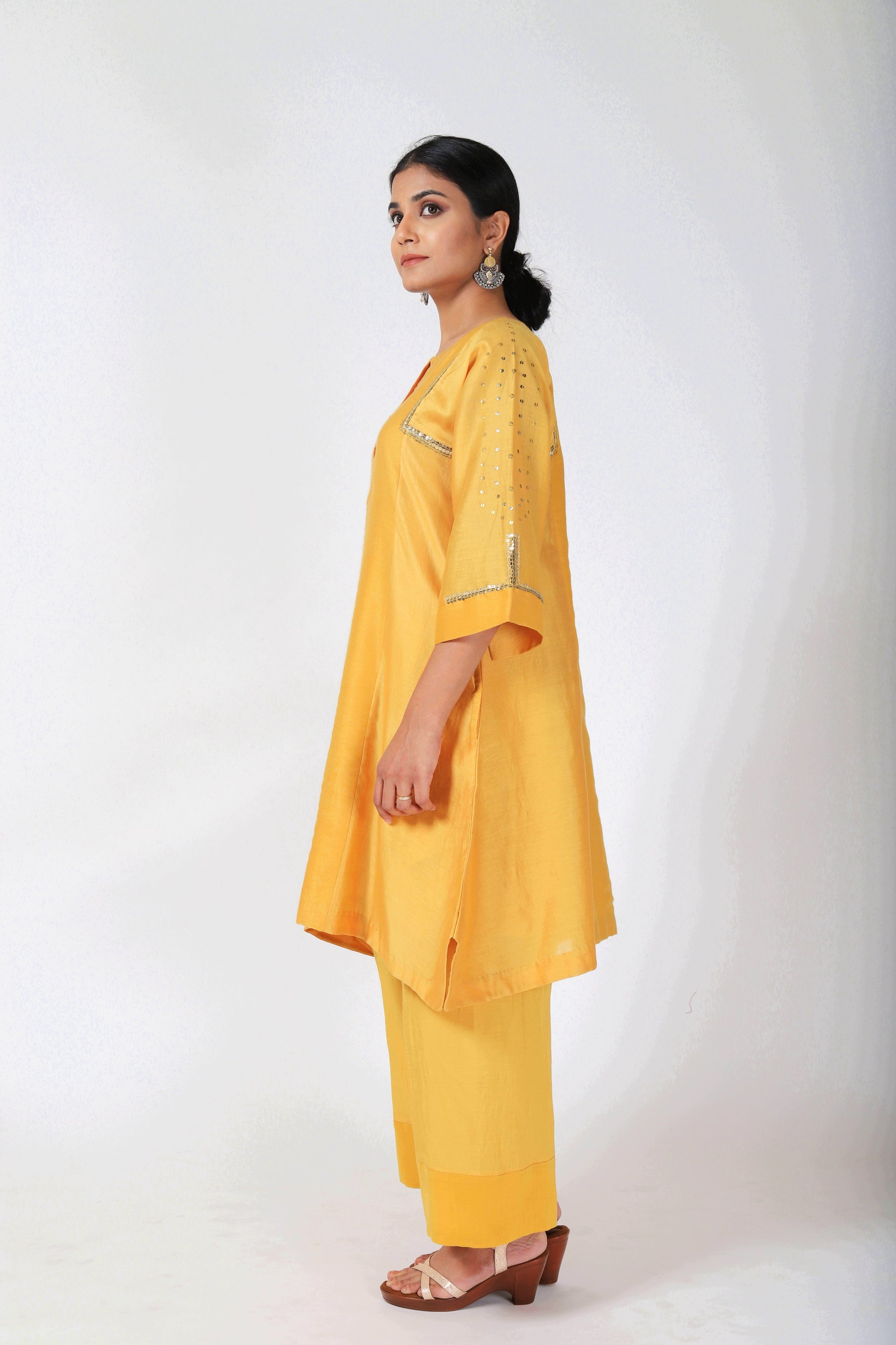 Blazing Yellow Tvaksati Panelled Tunic Set